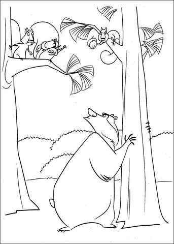 Boog With Squirrels  Coloring Page